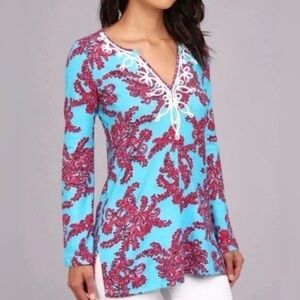 Lilly Pulitzer Westley Tunic Searulean Blue Rhode Island Reef Top Size XS